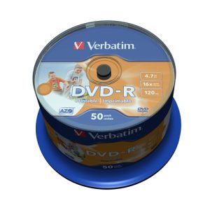 verbatim dvd r 4.7gb 16x bobina 50 imprimible inkjet advanced azo