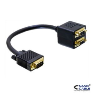 nanocable cable bifurcador svga (3c+9) cable 20cm conexión hdb15/m 2xhdb15/h contactos oro para duplicar señal vga