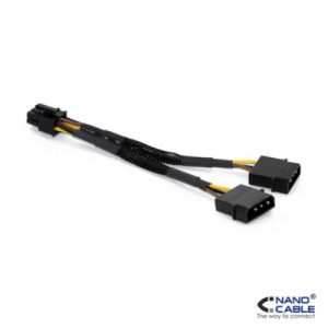 nanocable cable alimentación tarjeta gráfica de 20cm conexión 2x5.25"/m pci e(molex 6+2pin)/m