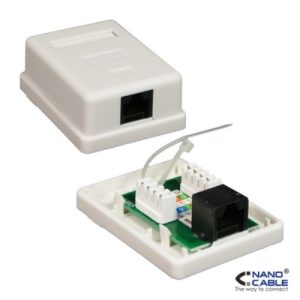 nanocable roseta de superficie rj45 cat.6 utp 1 toma color blanco