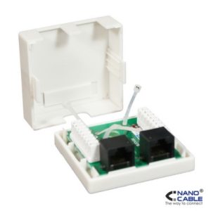 nanocable roseta de superficie rj45 cat.6 utp 2 tomas color blanco