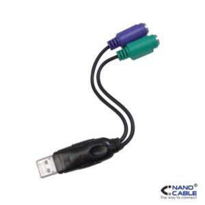 nanocable conversor de usb a ps2 2x ps2 hembra 1x usb a macho 15 cm