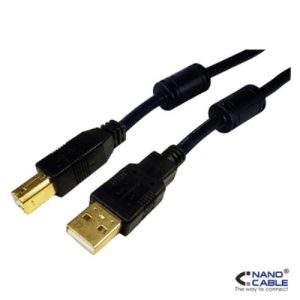 nanocable cable usb 2.0 impresora con ferrita a/m b/m negro 5m