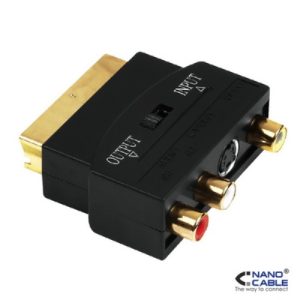 nanocable adaptador euroconector a rca/svideo con switch