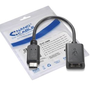 nanocable cable usb 2.0 3a usb c/m a/f 15cm negro otg (on the go)