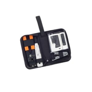 equip kit herramientas redes crimpadora + pelacables + tester + insertadora krone + estuche