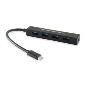 conceptronic hub usb 3.1 tipo c a 4 usb diseño compacto negro