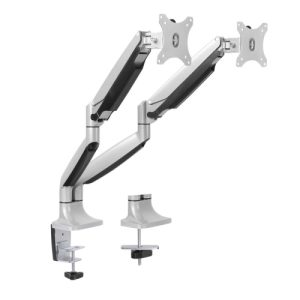 tooq soporte de mesa db3032tnr s giratorio e inclinable 2 brazos para monitor/tv 13" 32" plata