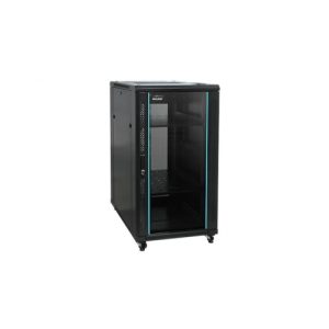 armario rack suelo 19" phasak pro 22u 600x1000 negro, 2 bandejas fijas+ventilación x4 12" + regleta x6 (incluye montaje y portes)