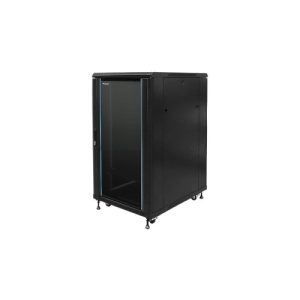 armario rack suelo 19" phasak pro 27u 600x600 negro, 2 bandejas fijas+ventilación x4 12" + regleta x6 (incluye montaje y portes)