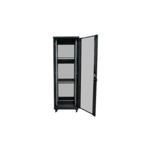 armario rack suelo 19" phasak pro 32u 600x600 negro, 2 bandejas fijas+ventilación x4 12" + regleta x6 montado (incluye montaje y portes)