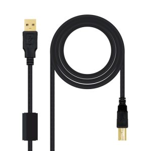 cable usb 2.0 impresora hq con ferrita, tipo a/m b/m, negro, 3.0 m