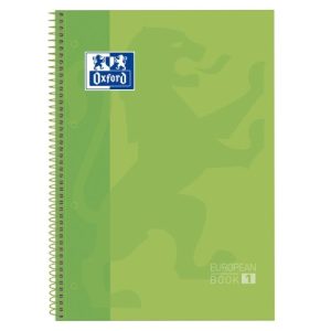 oxford europeanbook 1 microperforado 80 hojas 5x5 tapas extraduras classic a4+ verde manzana 5u 