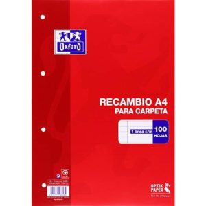 oxford recambio 100 hojas sueltas microperforadas 1 lÍnea con margen a4