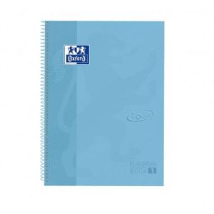 oxford cuaderno europeanbook 1 microperforado 80 hojas 5x5 tapas extraduras touch a4+ azul pastel 5u 