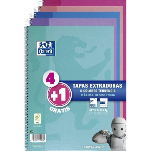 oxford cuaderno espiral write&erase 80 hojas 4x4 con margen tapas extraduras folio colores tendencia pack 4+1 oxford cuaderno espiral write&erase 80 hojas 4x4 con margen tapas extraduras folio colores tendencia pack 4+1