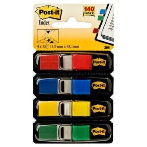 post it index rojo, azul,amarillo, verde 4 dispensadores std 4x35
