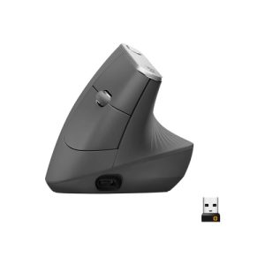 logitech mx vertical ratón ergonómico óptico 6 botones inalámbrico, cableado bluetooth, 2.4 ghz receptor inalámbrico usb grafito