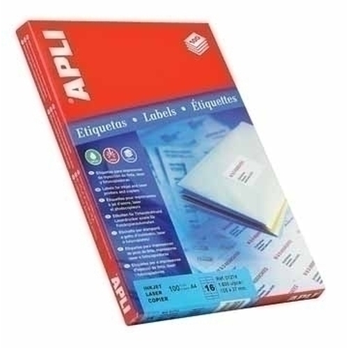 apli etiquetas blanco para impresora inkjet, lser y fotocopiadoras / 52,5 x 29,7mm / cantos rectos 100 hojas 
