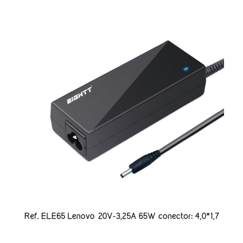 eightt cargador específico lenovo 65w 4.0*1.7 entrada 100 – 240v salida 20v 3.25a salida