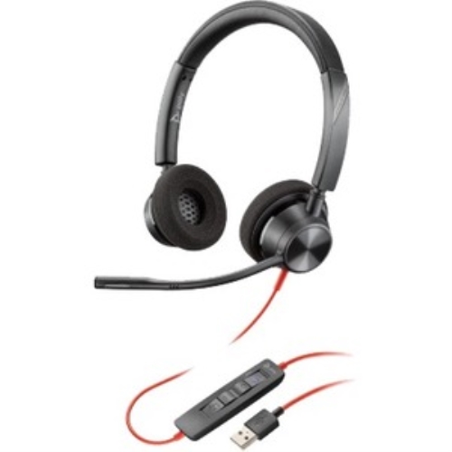 poly/plantronics auriculares blackwire 3320 usb a biaural diadema negro cancelación de ruido micrófono usb tipo a