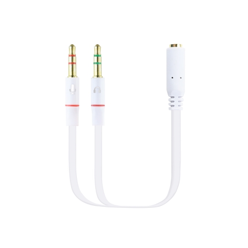nanocable cable adaptador audio jack 3.5/h de 4 pines a 2 jack 3.5/m de 3 pines 20cm blanco