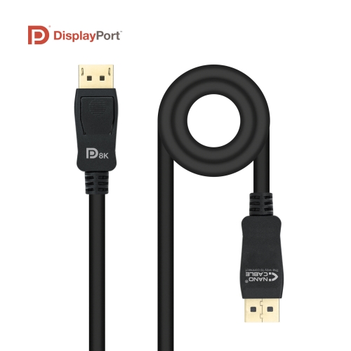 nanocable cable displayport 1.4 certificado vesa dp/m dp/m negro 1.0m