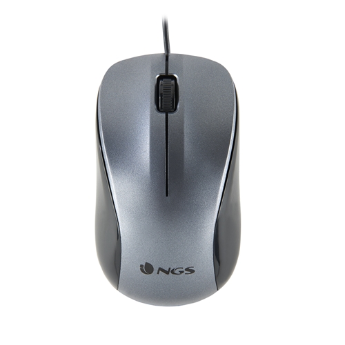 ngs ratón óptico wired mouse crew con cable 1200 dpi gris