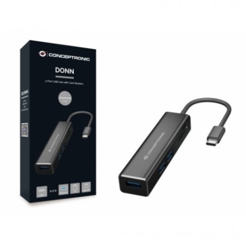 hub 3.1 usb c conceptronic donn08 3 puertos usb 3.0 y lector tarjetas sd / microsd