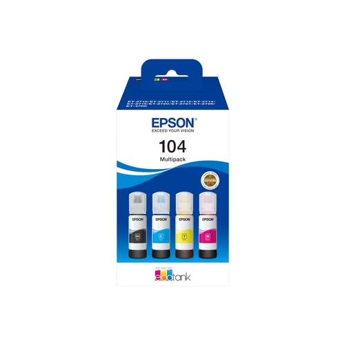 epson ecotank 104 multipack bk/c/m/ y botellas et 2710, 2711, 2726 n104