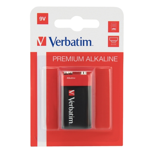 verbatim pilas alcalinas de 9v 6lr61 pack 1 ud