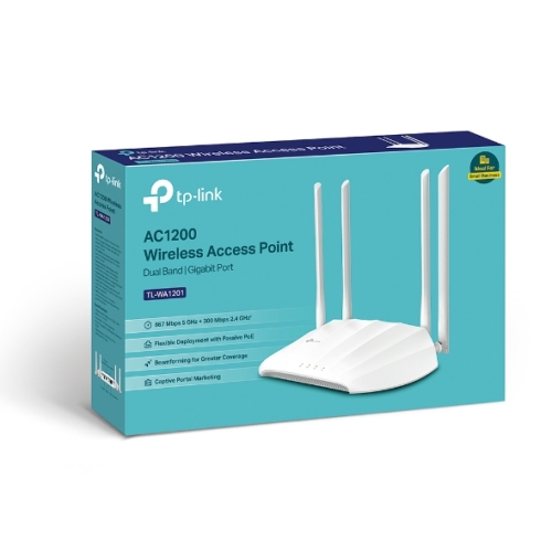 punto de acceso wifi tp link wa1201 interior ac1200 dual band 5ghz / 2.4ghz 4 antenas fijas poe pasivo ap/client/ range extender 1 puerto gigabit