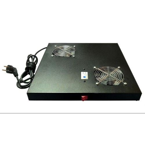 conjunto ventilación para rack 2 coolers y termostato 1u negro