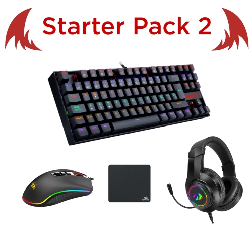 redragon starter pack 2 teclado kumara 2 ratón cobra auricular hylas alfombrilla flick l