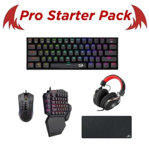 redragon pro pack teclado draconic + ratón storm + keypad diti + auriculares icon + alfombrilla flick xl