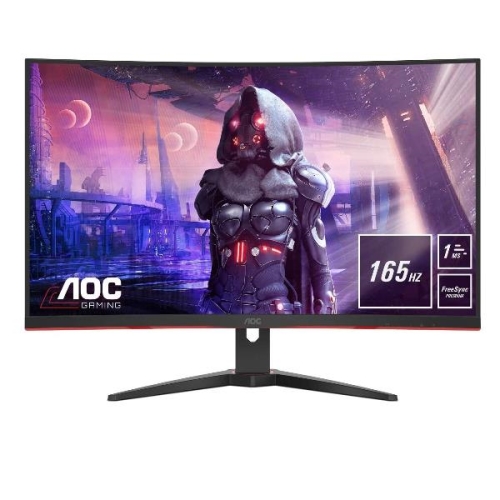 aoc monitor led gaming c32g3ae curvo 31.5" fhd 165 hz 1 ms altavoces hdmi, vga negro/rojo