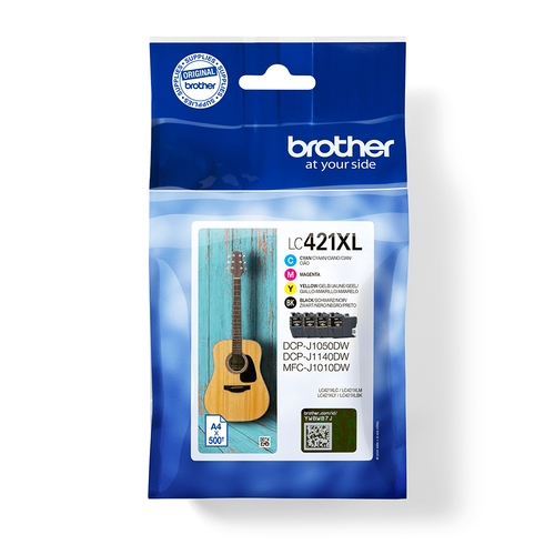 brother pack de 4 cartuchos de tinta negro, cian, magenta y amarillo lc421xlval para dcp j1050dw / d