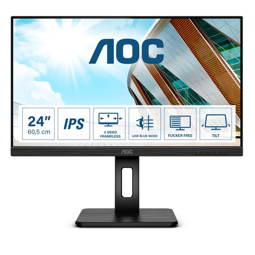aoc monitor 24p2q 61cm/24" (1920x1080) 16:9 4ms hdmi dvi vga displayport vesa pivot speaker full hd black