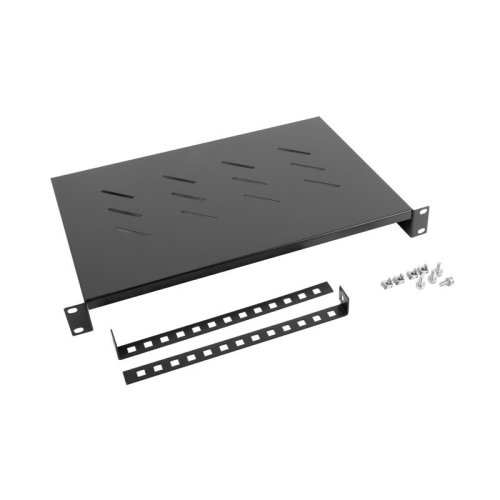 phasak bandeja frontal 19" fija 1u de 483x300mm negro con adaptadores 4 puntos fijación.