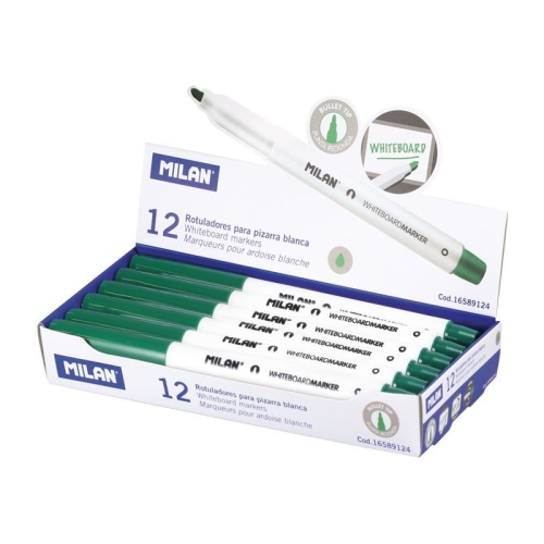 milan rotulador pizarra blanca verde punta redonda 3.7mm 12 unidades