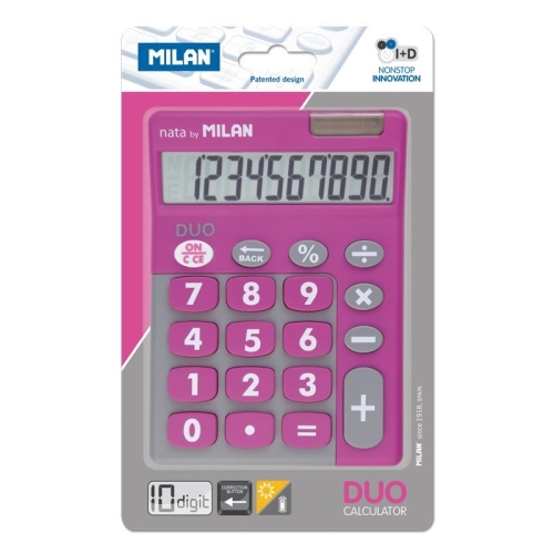 milan calculadora touch duo 10 digitos dual blister rosa
