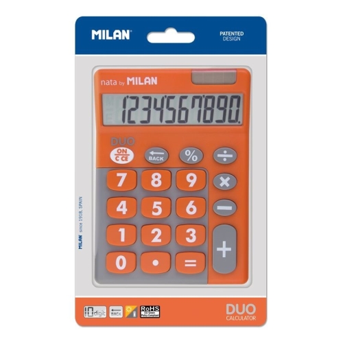 milan calculadora duo 10 digitos dual blister naranja
