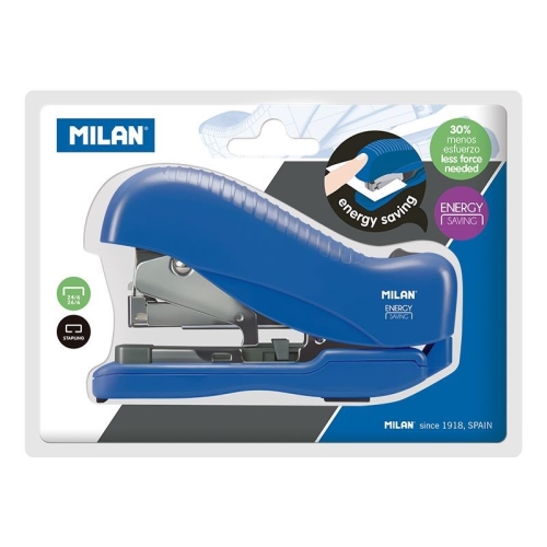 milan grapadora compacta energy saving reductor de esfuerzo blister azul