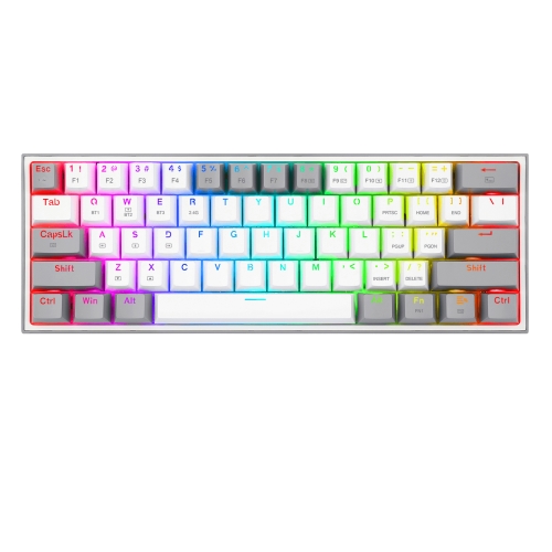 redragon fizz pro teclado mecanico gaming inalámbrico rgb blanco/gris