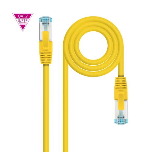 cable de red latiguillo cat.7 600mhz lszh sftp pimf awg26, amarillo, 25 cm