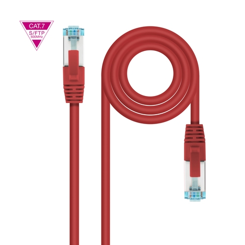cable de red latiguillo cat.7 600mhz lszh sftp pimf awg26, rojo, 50 cm