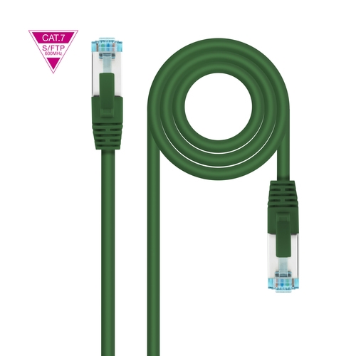 cable de red latiguillo cat.7 600mhz lszh sftp pimf awg26, verde, 1 m