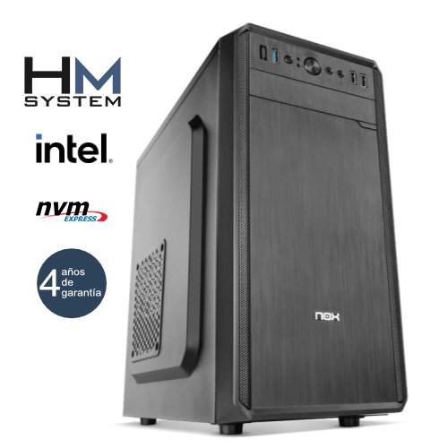 hm system abrego c8+ minitorre mt 12ª gen intel core i3 12100 8gb ddr4 500gb nvme usb 3.0 4 años garantía 30 días doa