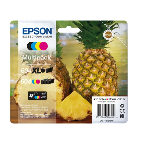 epson cartucho 604xl multipack bk xl / c / m / y xp 2200, wf 2910dwf 604xl