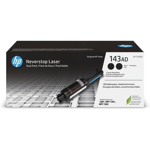 hp toner 143ad negro kit recarga x 2 neverstop (w1143ad)